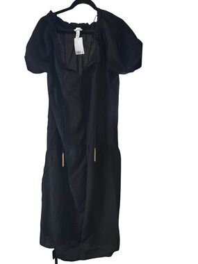 H&M Black Maxi Dress with Puff Sleeves